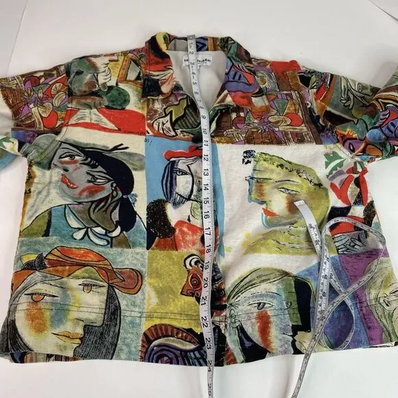 Vintage 80’s Picasso Faces Ultimate Brand Blazer Size Large Multicolored - Picture 6 of 7